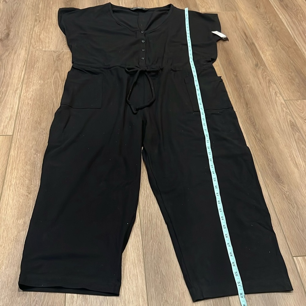 NWT Norma Kamali Black/Sparkly Jumpsuit, Pockets, XXL, Cap Sleeves - Picture 9 of 17